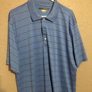 Greg Norman 2XL Light Blue Striped Polo